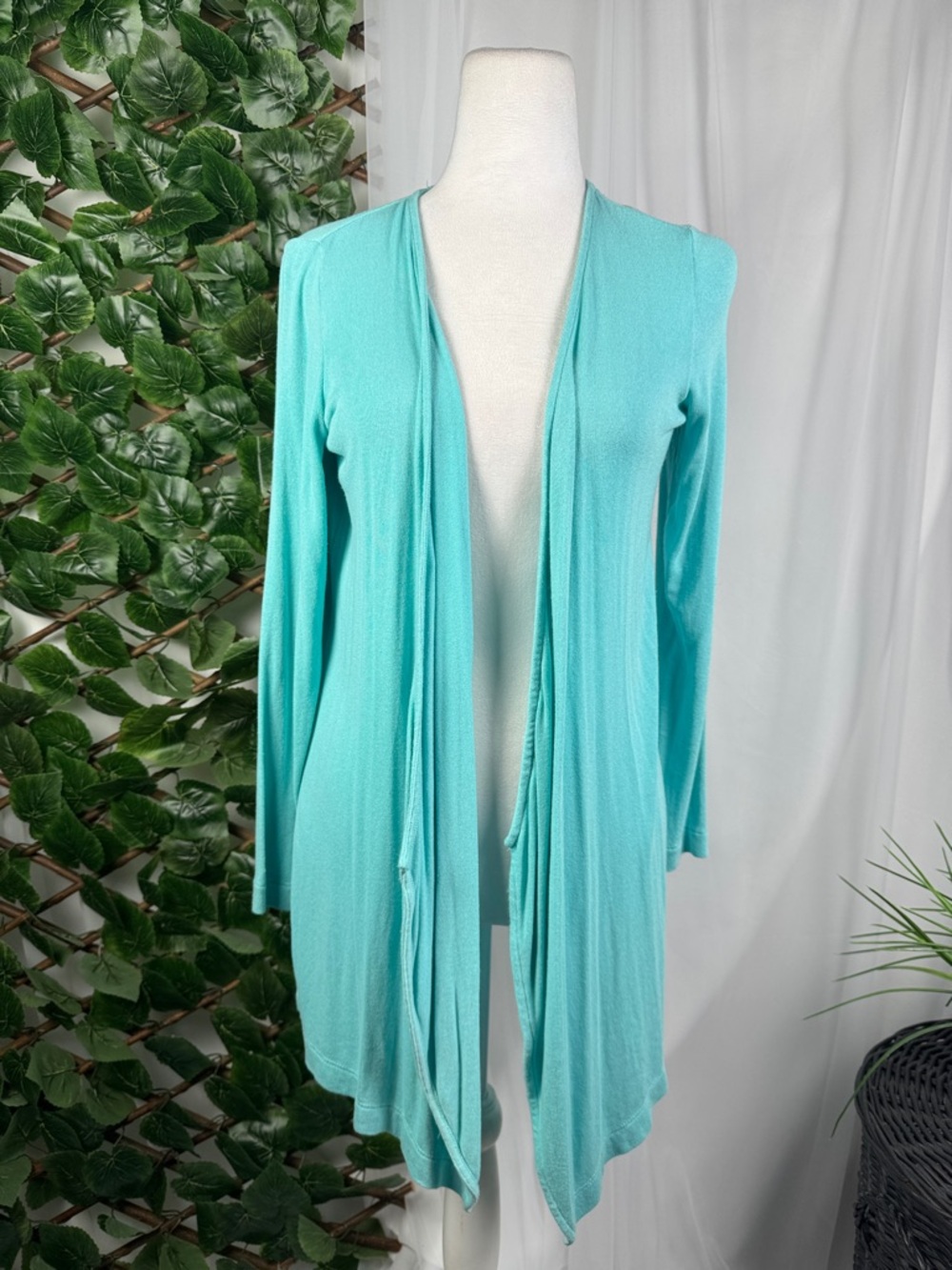 J. Jill Teal Open-Front Draped Cardigan